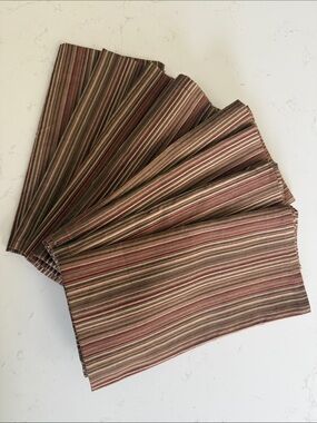 Set of 8 striped fabric table napkins - Earth Tone Stripes - square